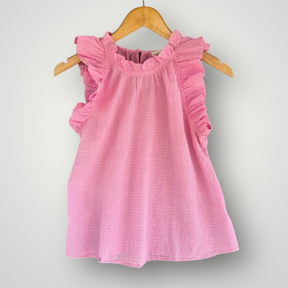 Pink Ruffle Sleeveless Blouse
